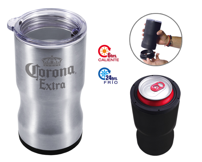 Termo promocionales porta latas de acero inoxidable de 350 ml  deux