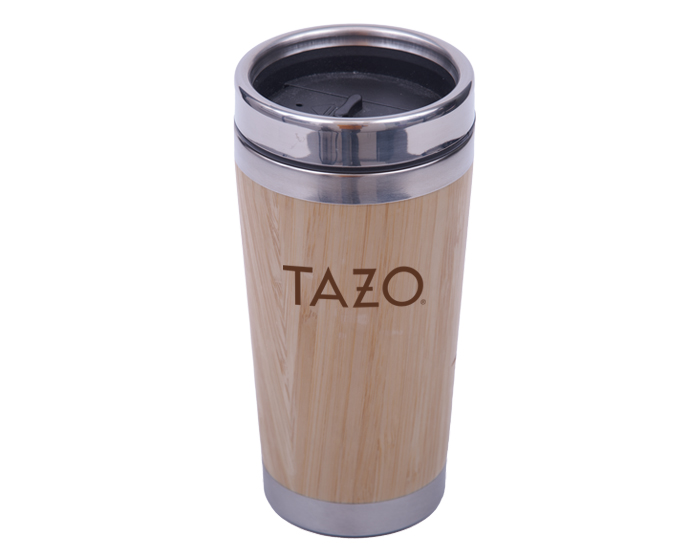 Termo promocionales de acero inoxidable con bambu de 445 ml  allen