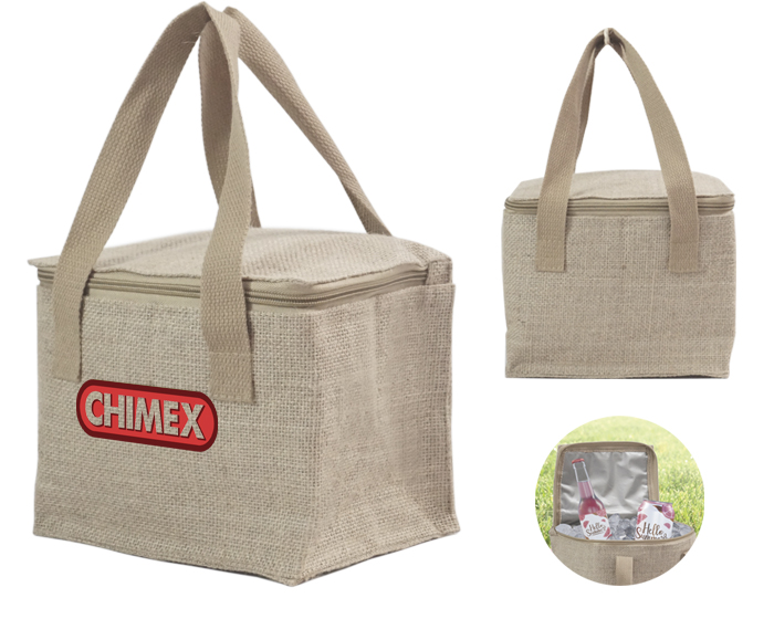 Hielera/lonchera promocionales termica de yute campirana