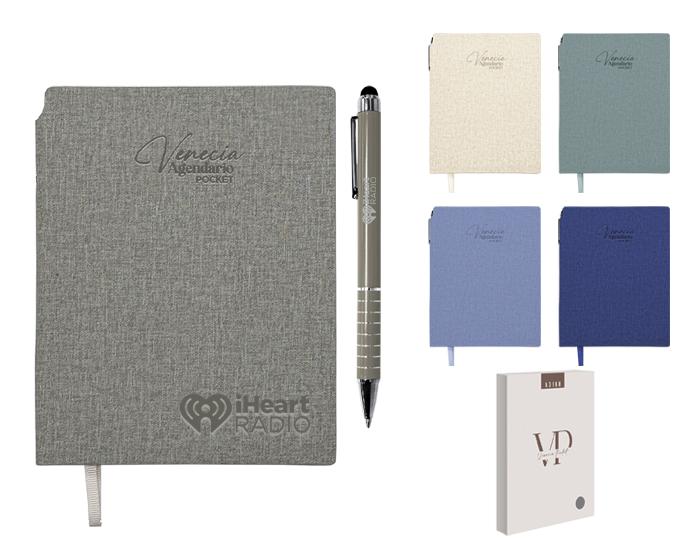 Agendario promocionales de bolsillo con boligrafo venecia pocket