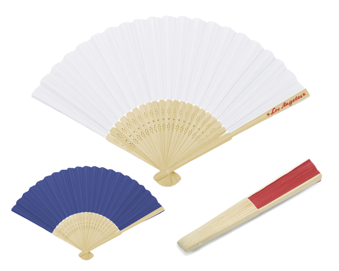 Abanico promocionales plegable de bambu locomia